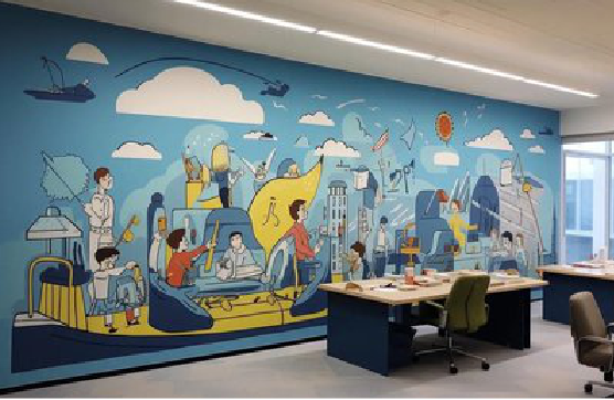 襄城办公室墙绘的特点。